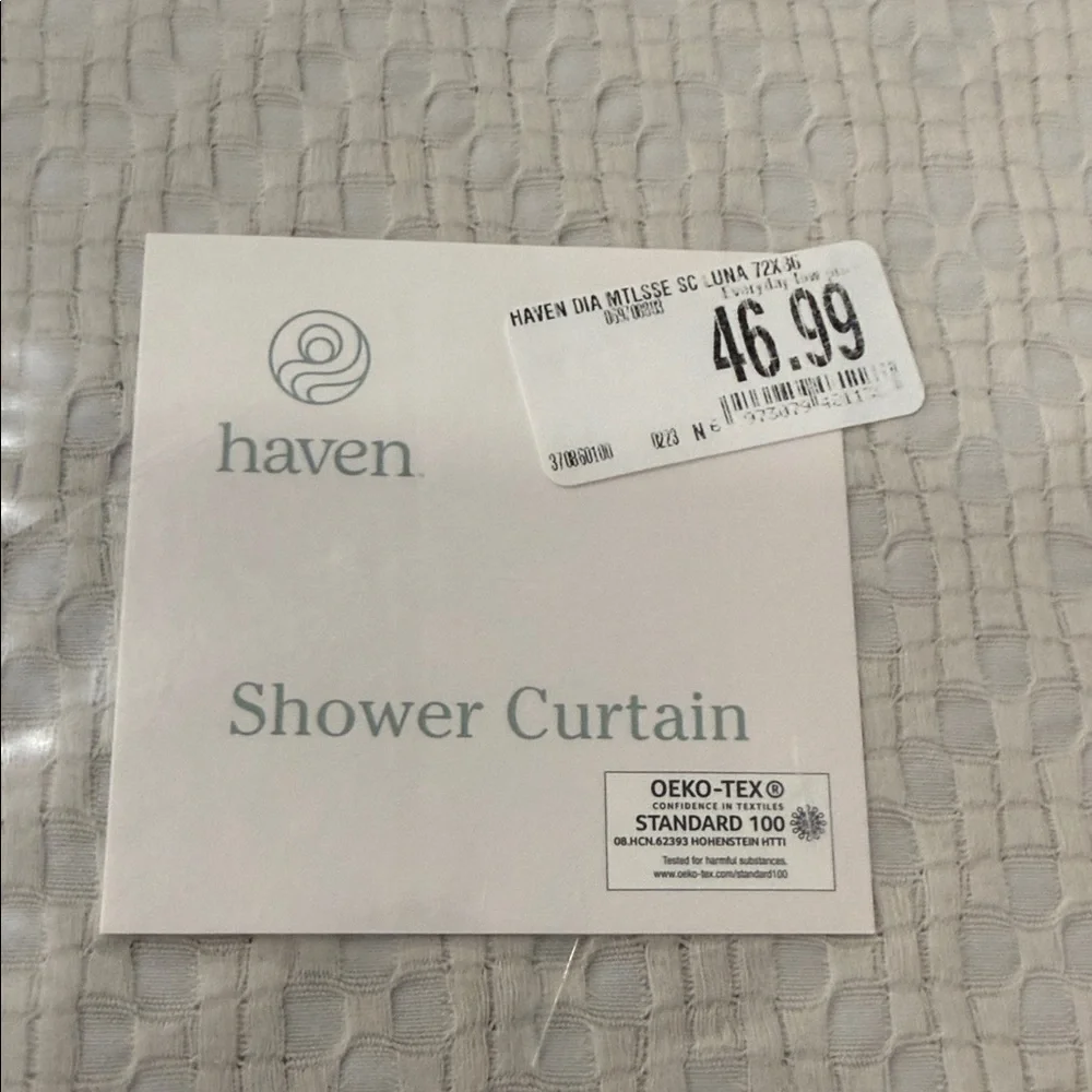 Haven 72”x 86”Diamond Shower Curtain in Lunar Rock Light Grey Soft Cotton BNWT